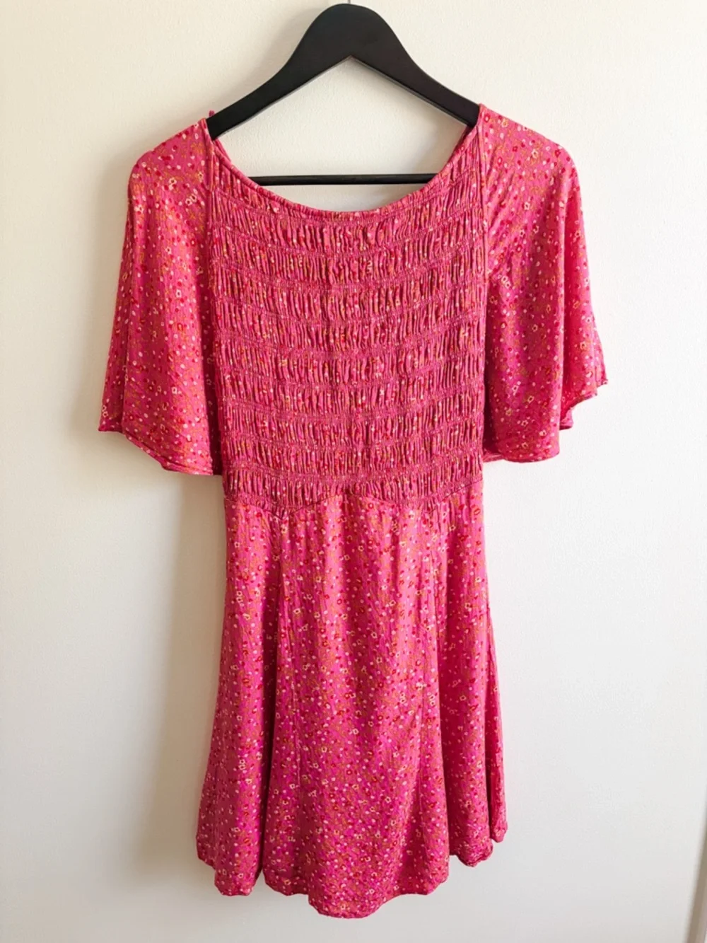 Free People Florence Lace Up Back Floral Mini Dress